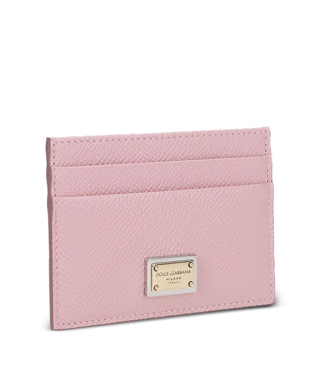 DOLCE&GABBANA Розовый кожаный кардхолдер, фото 4