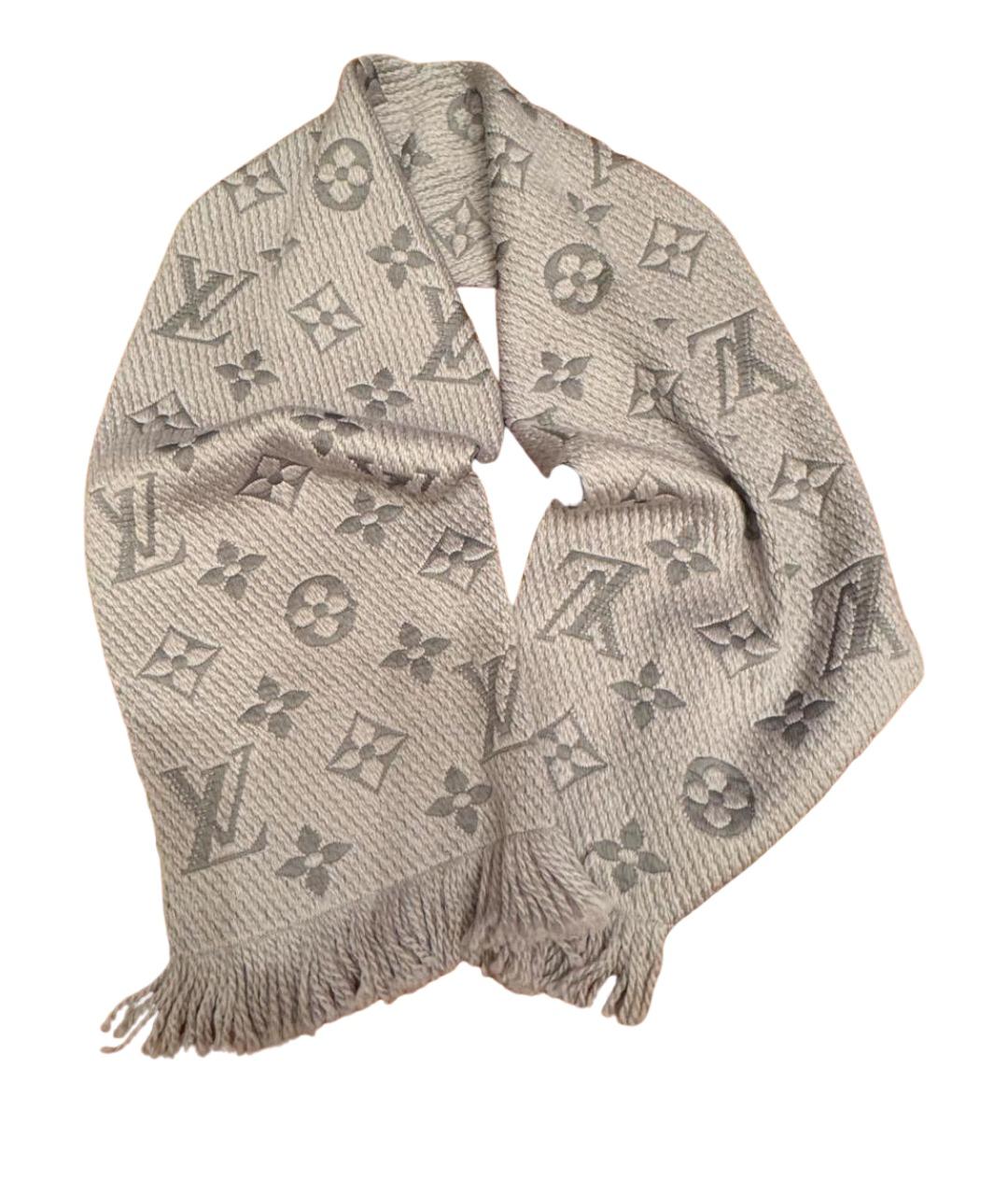 LOUIS VUITTON Серый шерстяной шарф, фото 1