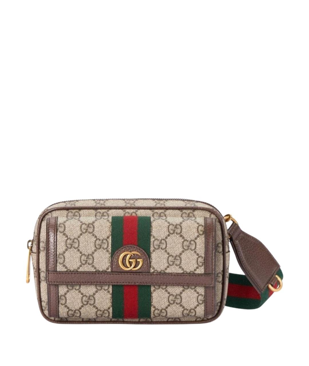 GUCCI Коричневая тканевая сумка на плечо, фото 1