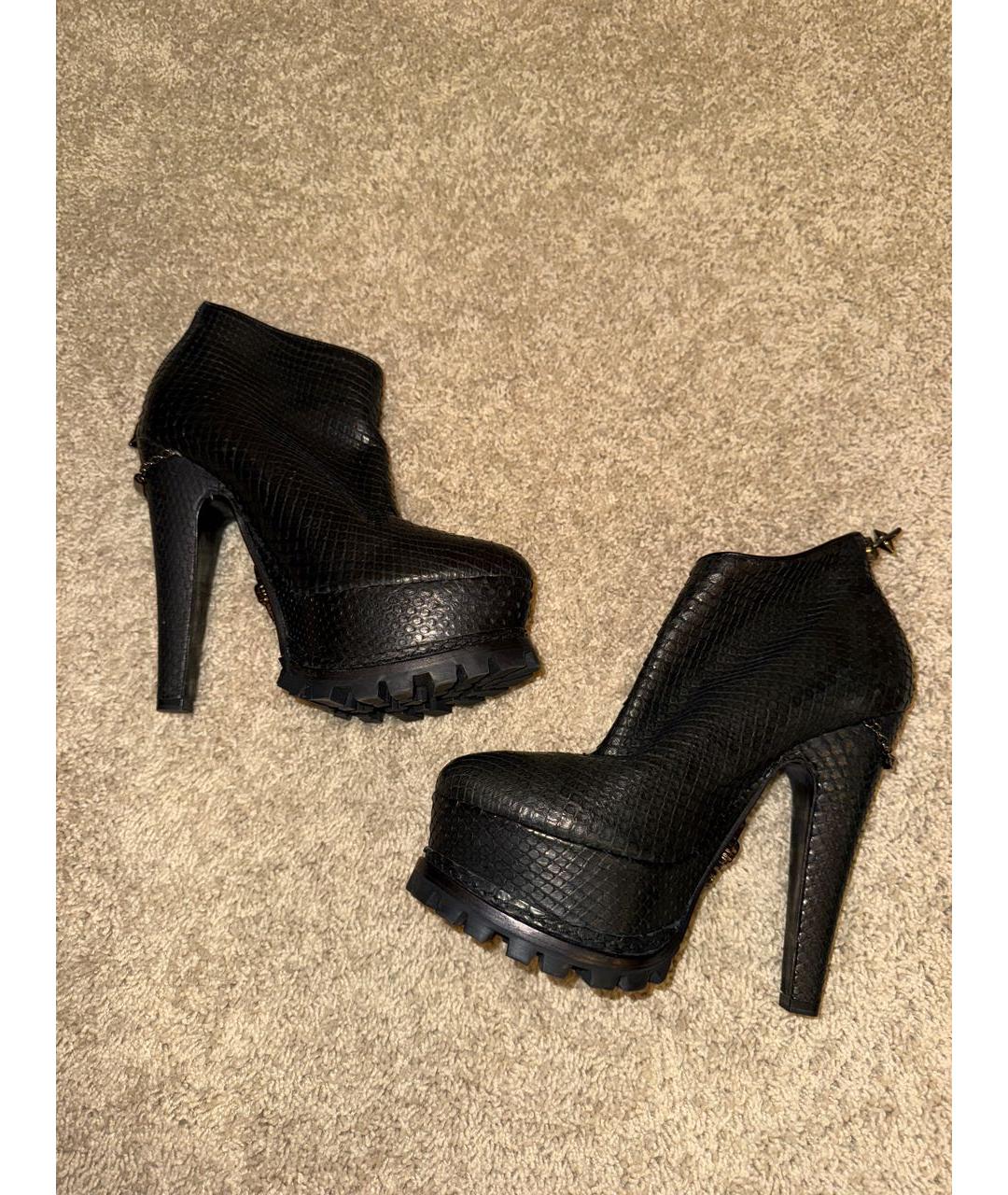 PHILIPP PLEIN Черные кожаные ботильоны, фото 6