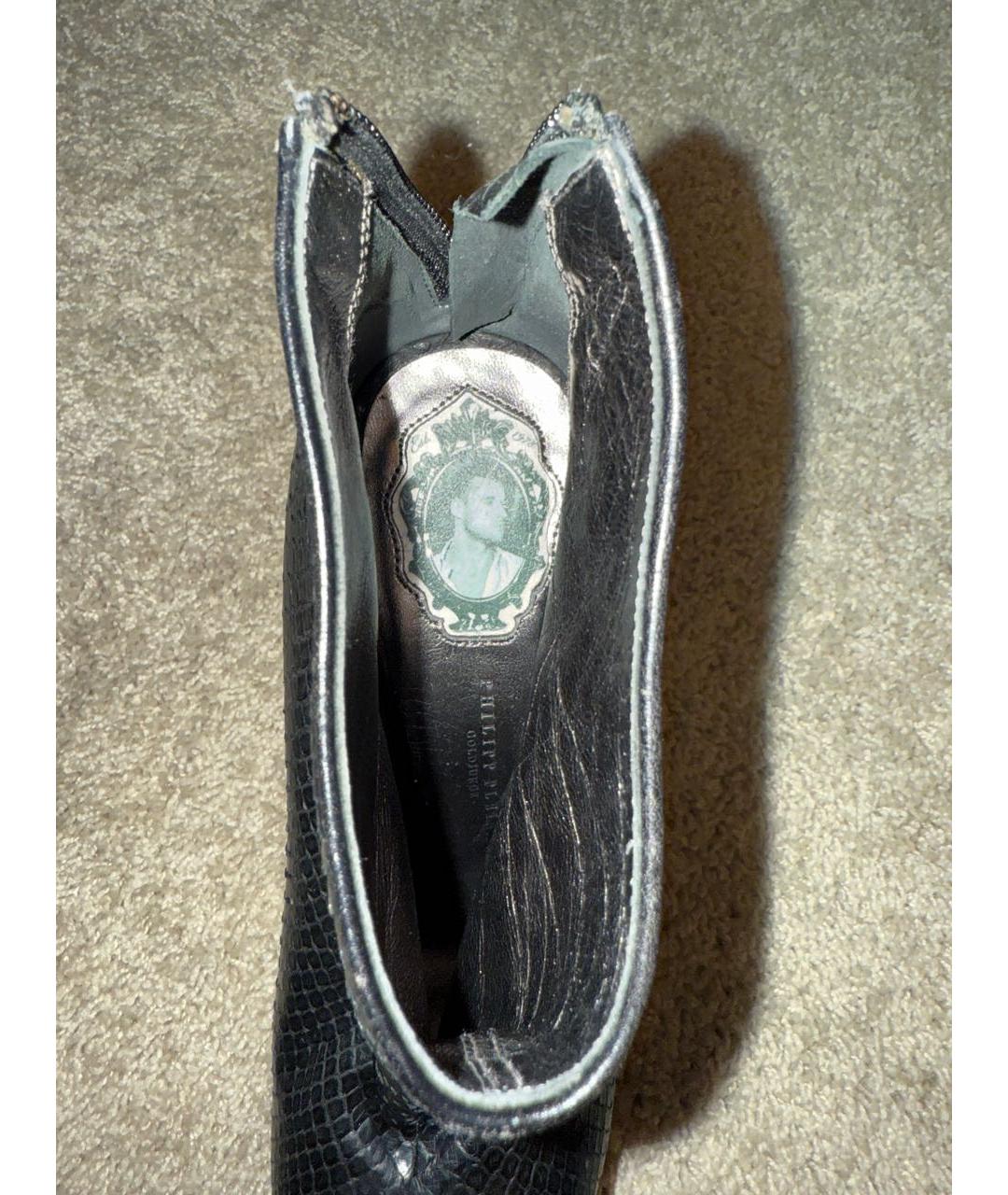 PHILIPP PLEIN Черные кожаные ботильоны, фото 3