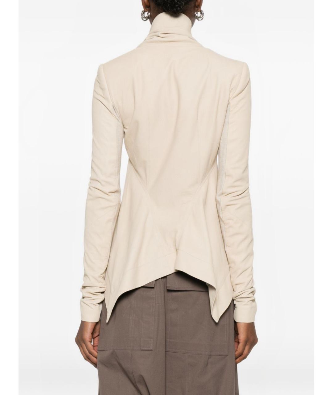 RICK OWENS Бежевая кожаная куртка, фото 3