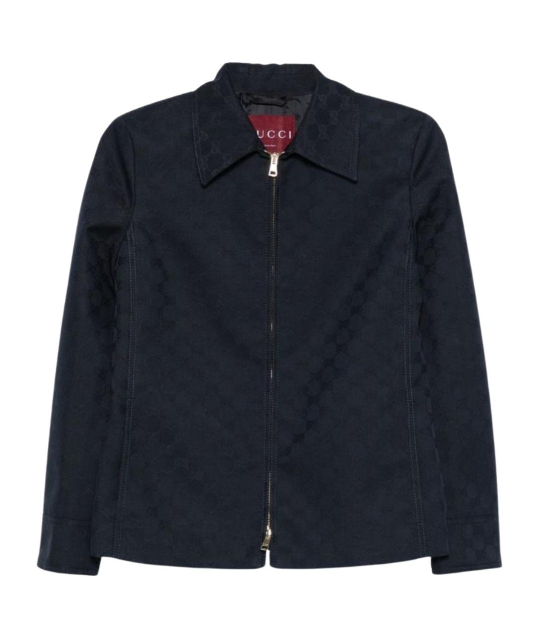 GUCCI Синяя полиэстеровая куртка, фото 1