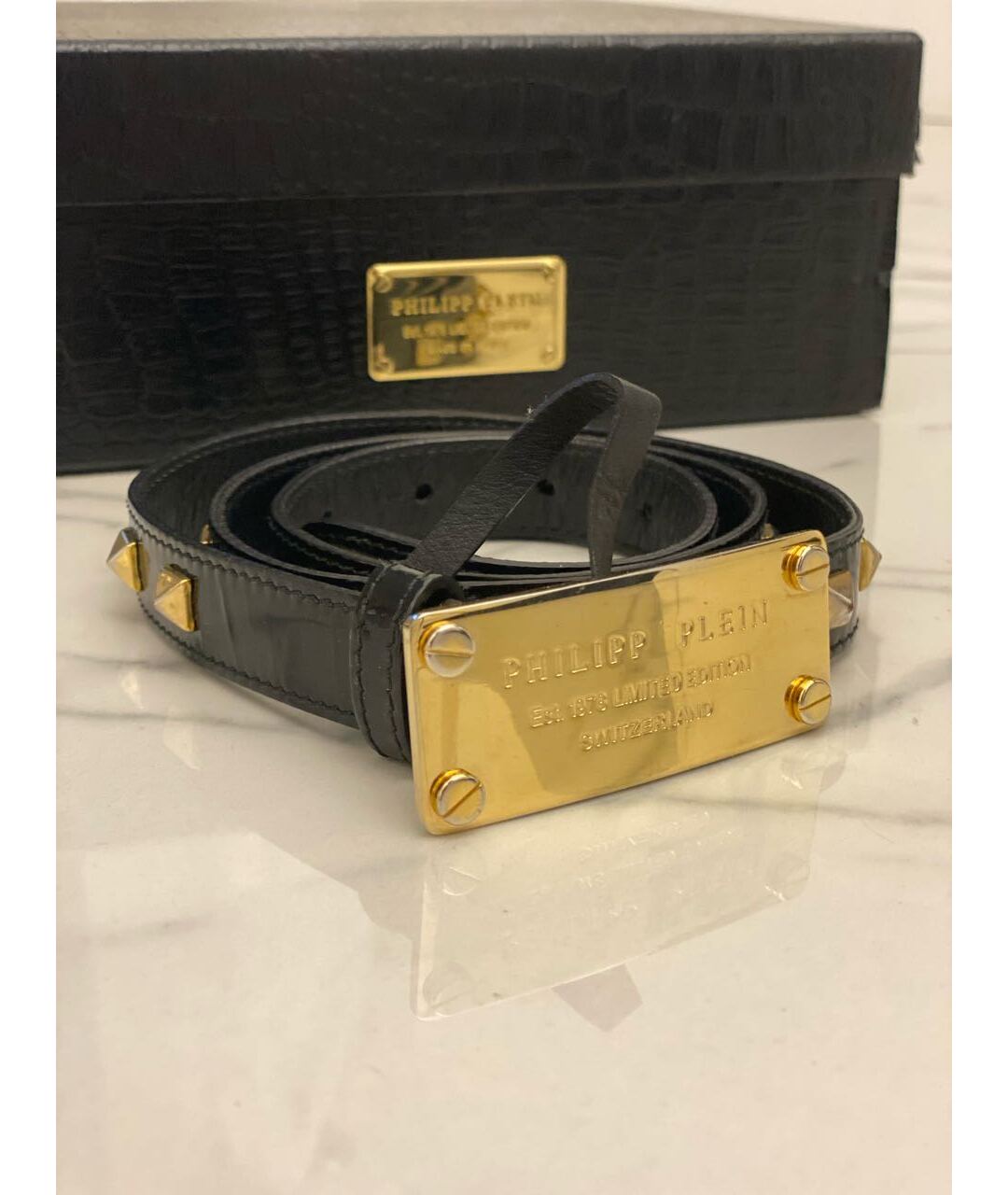 PHILIPP PLEIN Черный ремень из лакированной кожи, фото 7