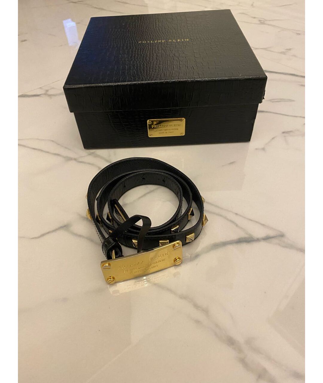 PHILIPP PLEIN Черный ремень из лакированной кожи, фото 3