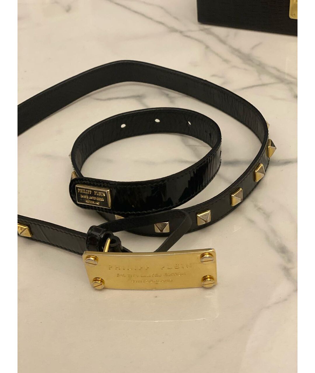 PHILIPP PLEIN Черный ремень из лакированной кожи, фото 5