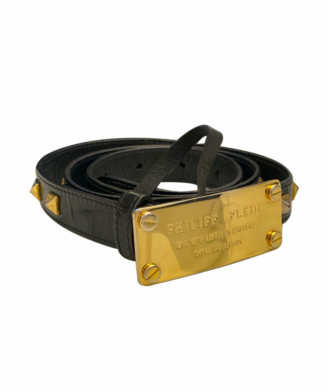PHILIPP PLEIN Черный ремень из лакированной кожи, фото 1