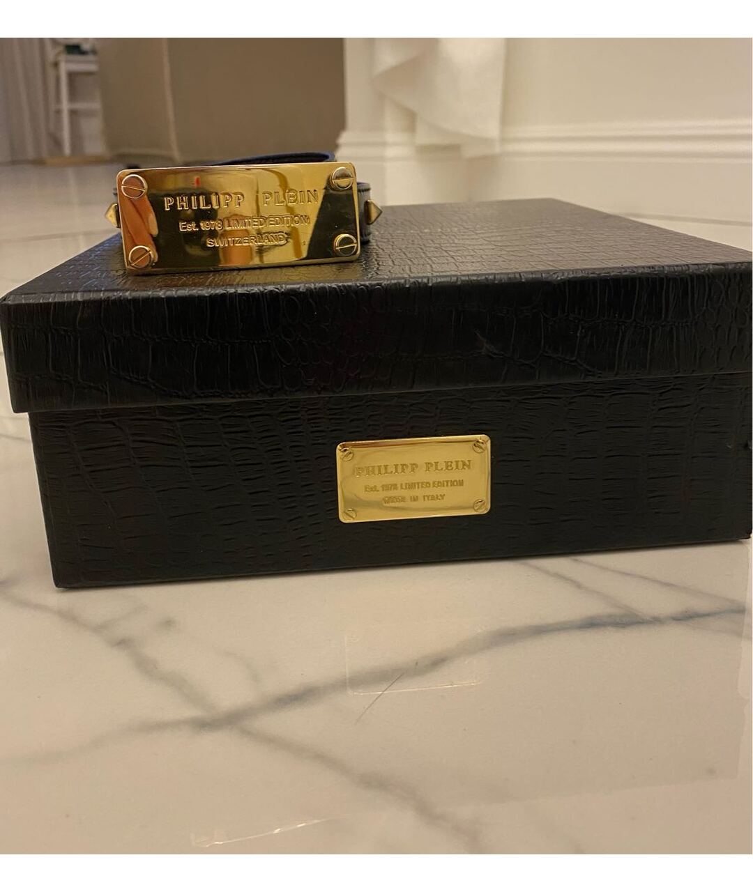 PHILIPP PLEIN Черный ремень из лакированной кожи, фото 2