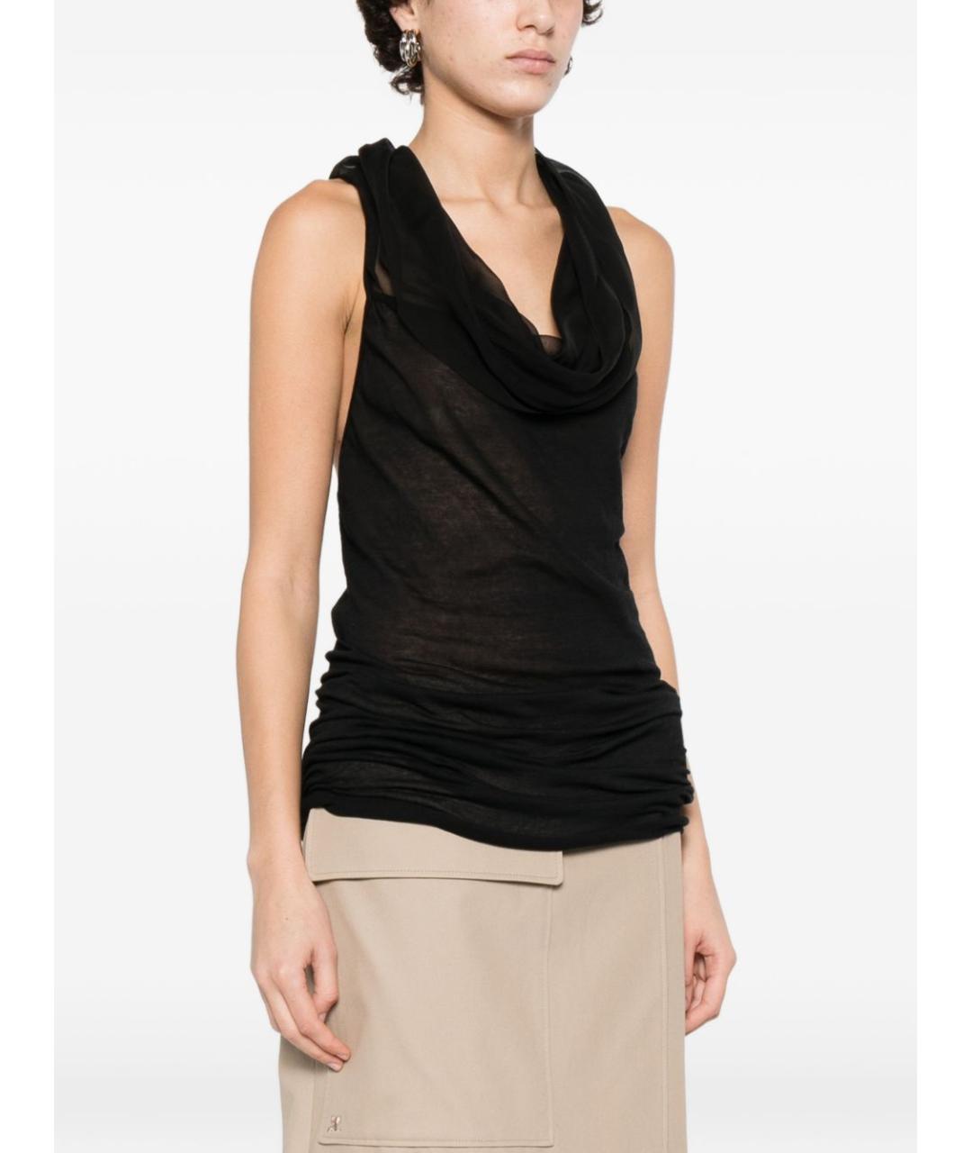 RICK OWENS Черная хлопковая майка, фото 4