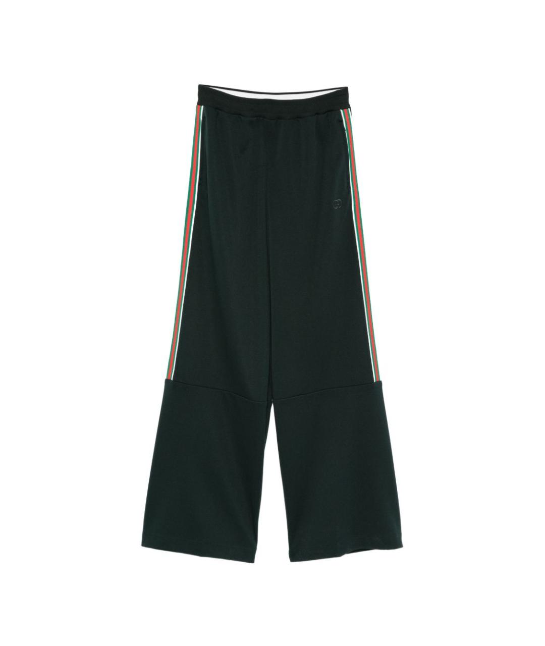 GUCCI Зеленые полиэстеровые прямые брюки, фото 1