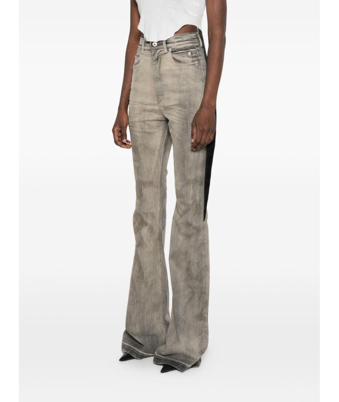 RICK OWENS DRKSHDW Серые хлопковые джинсы клеш, фото 5