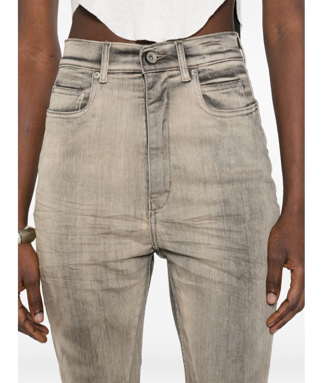 RICK OWENS DRKSHDW Серые хлопковые джинсы клеш, фото 3