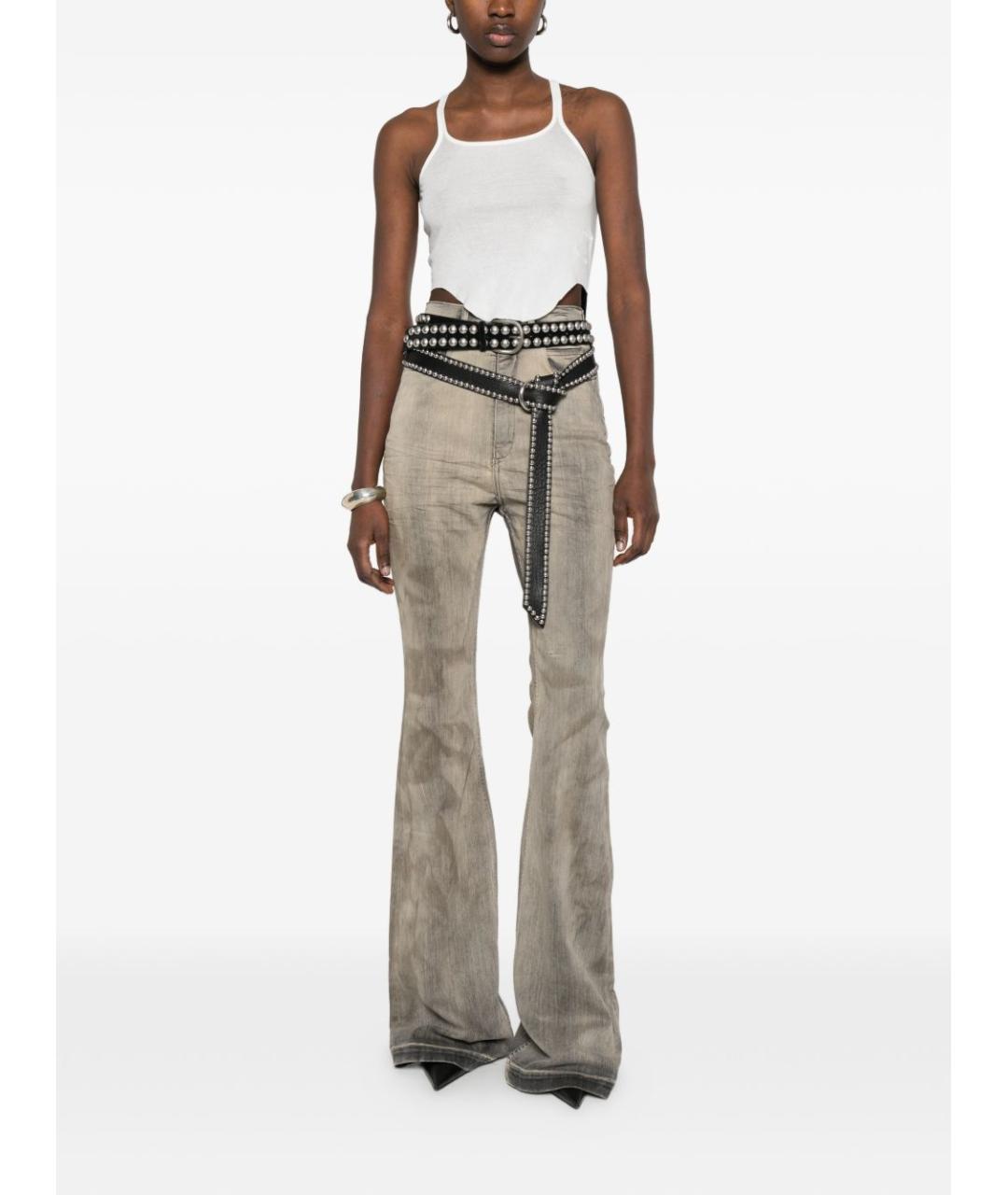 RICK OWENS DRKSHDW Серые хлопковые джинсы клеш, фото 2