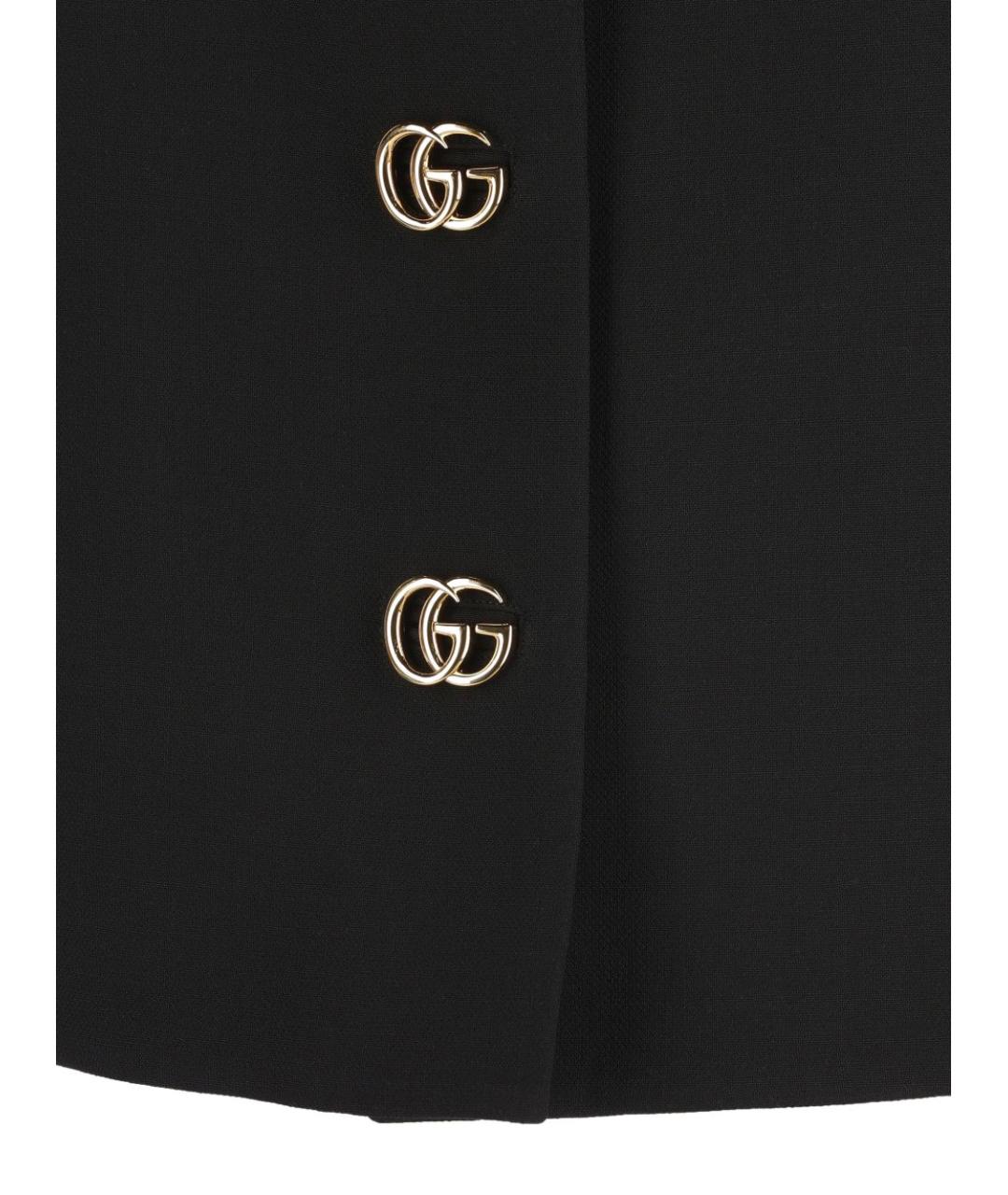 GUCCI Черная шерстяная юбка мини, фото 3