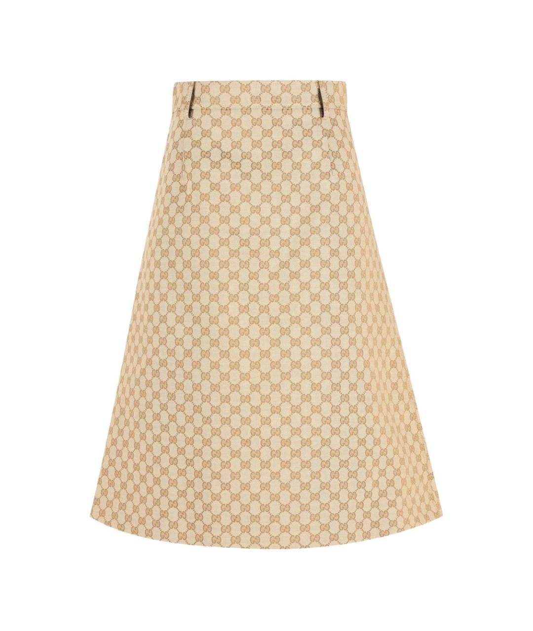 GUCCI Бежевая хлопковая юбка миди, фото 1