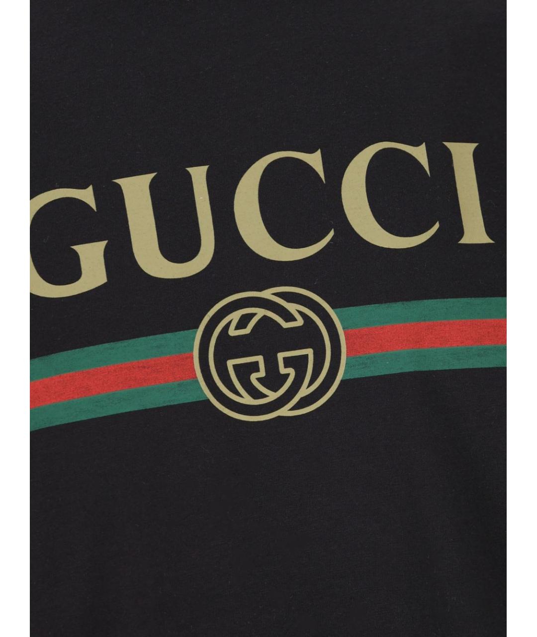 GUCCI Черная хлопковая футболка, фото 3