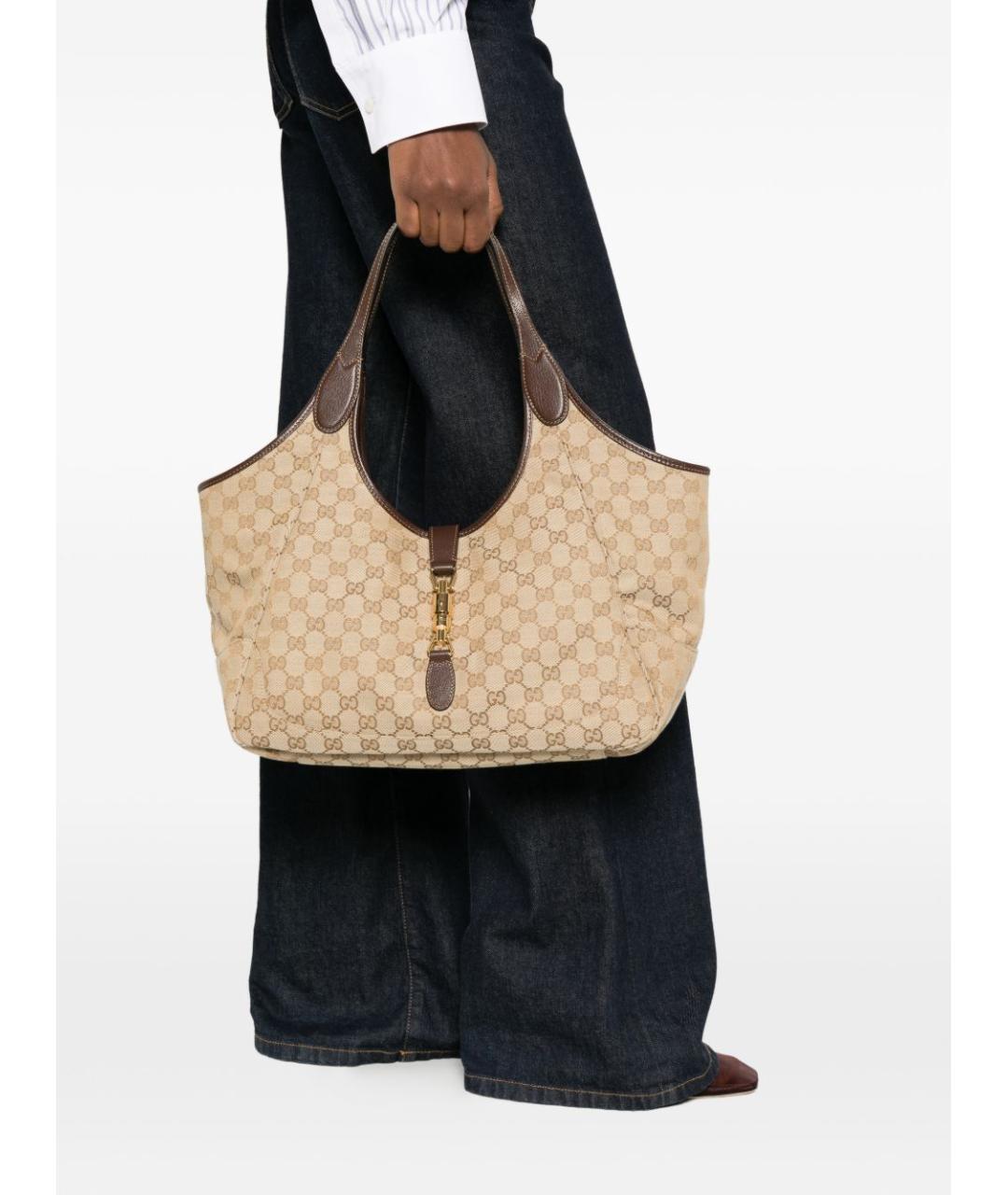 GUCCI Бежевая тканевая сумка тоут, фото 4