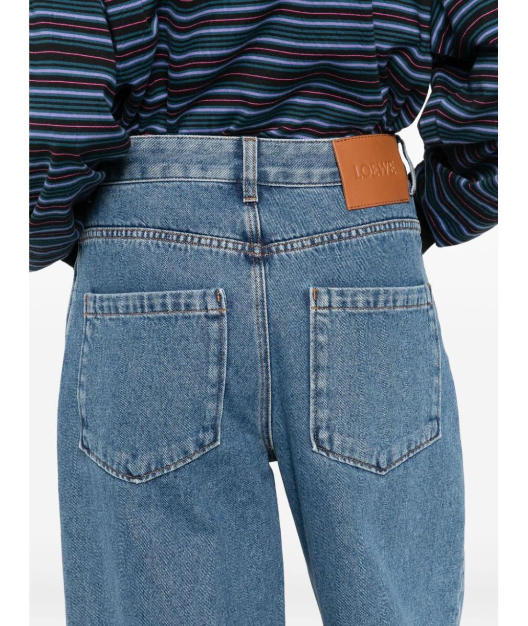 LOEWE Голубые хлопко-полиэстеровые прямые джинсы, фото 4