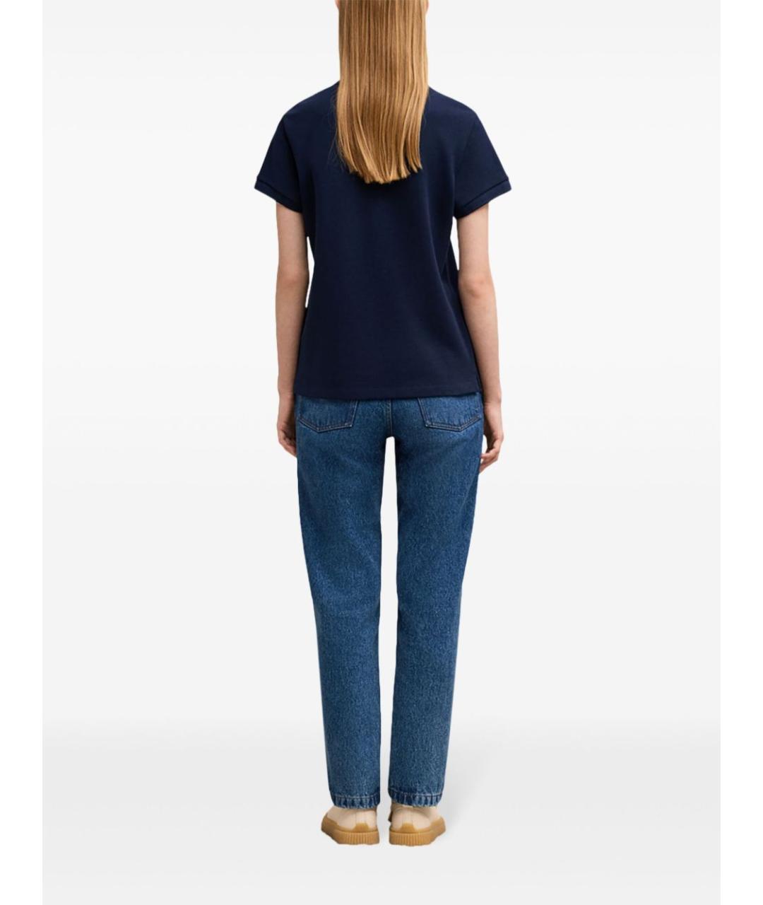 Ami Paris Синее хлопковое поло с коротким рукавом, фото 4