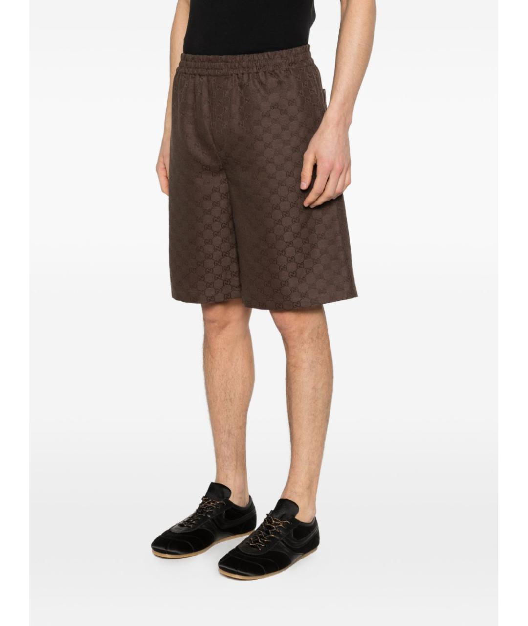 GUCCI Коричневые льняные шорты, фото 2