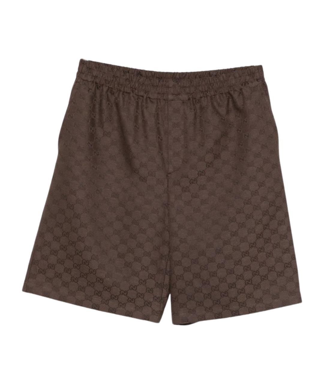 GUCCI Коричневые льняные шорты, фото 1