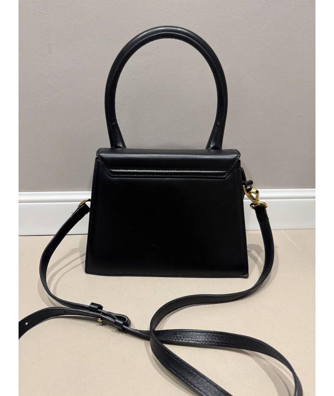 JACQUEMUS Черная кожаная сумка с короткими ручками, фото 2