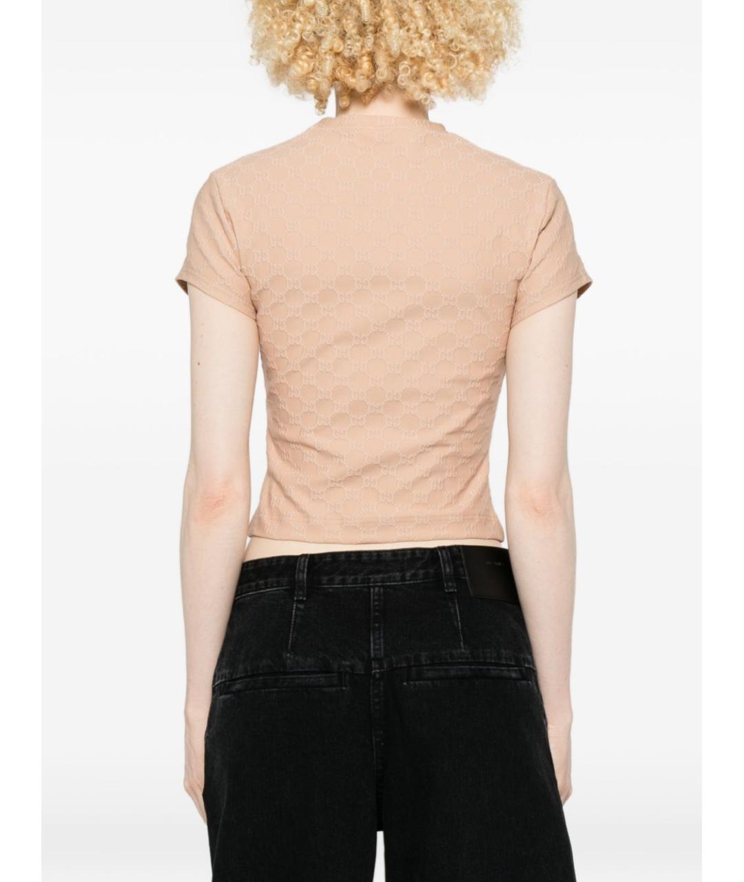 GUCCI Бежевая полиамидовая футболка, фото 3