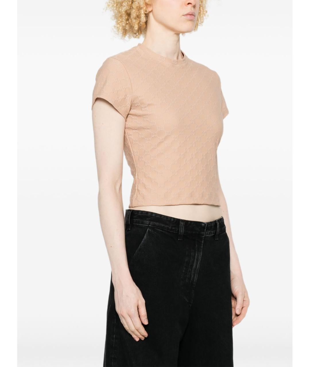 GUCCI Бежевая полиамидовая футболка, фото 4