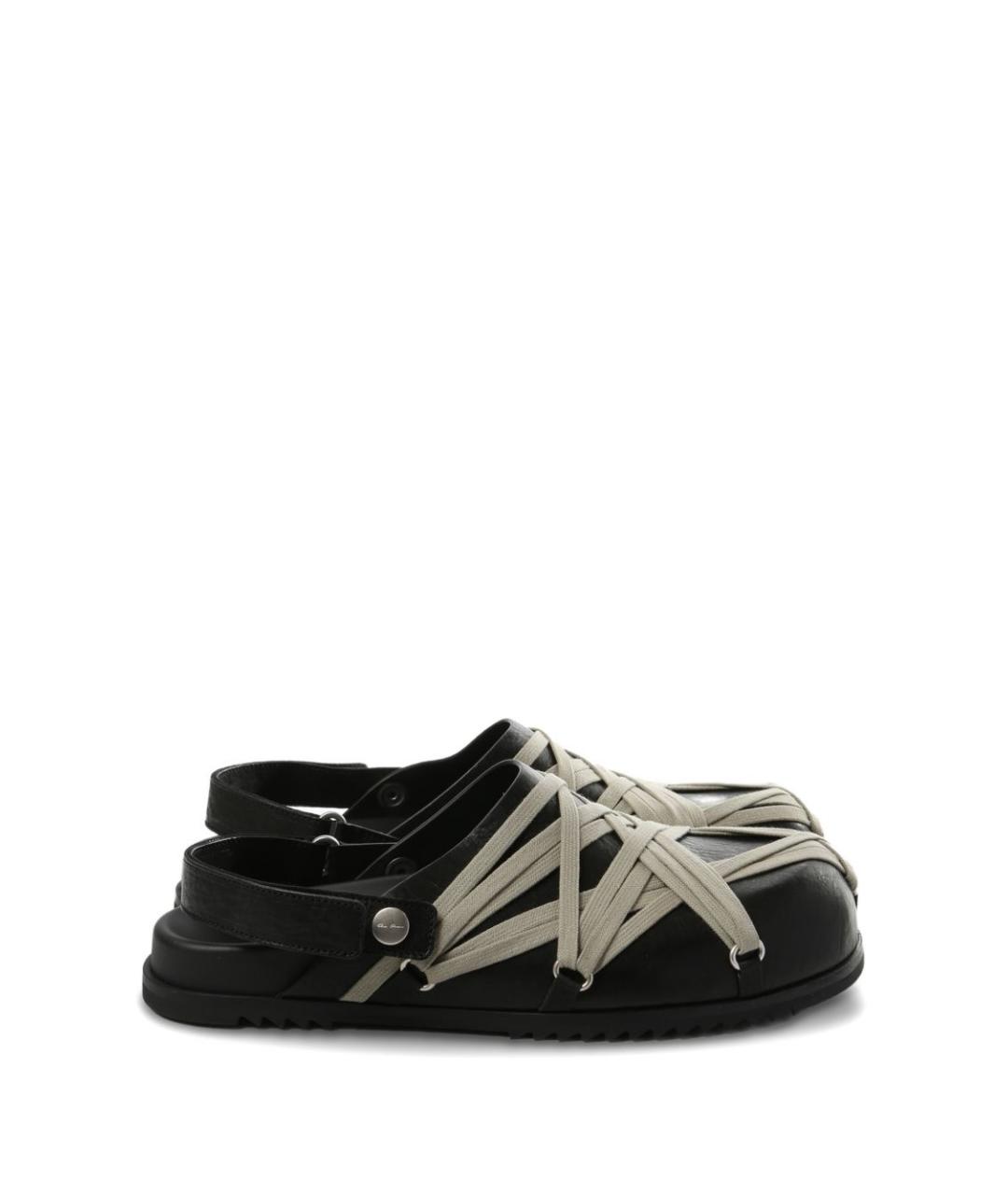 RICK OWENS Черные кожаные мюли, фото 1