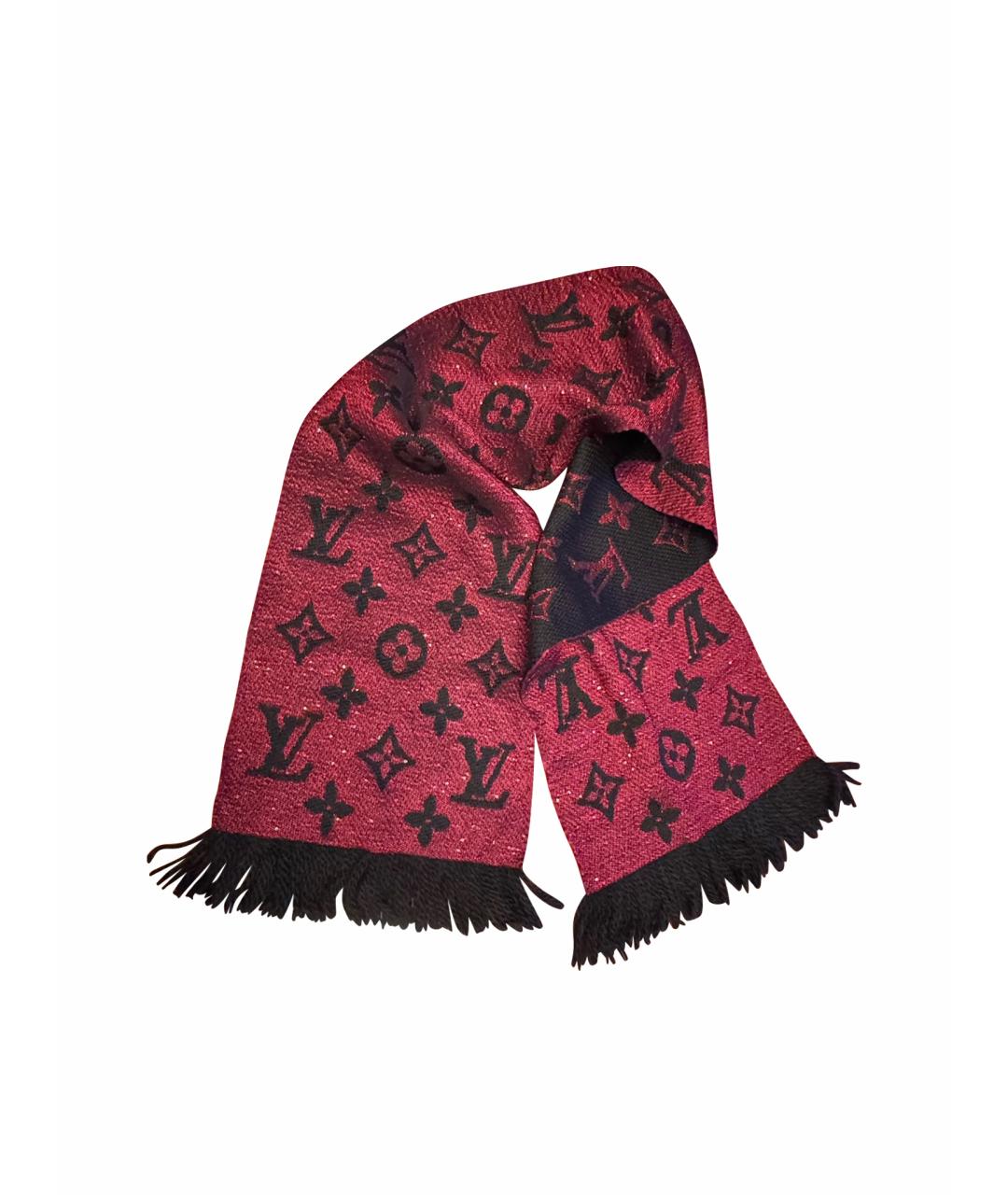 LOUIS VUITTON Бордовый шерстяной шарф, фото 1