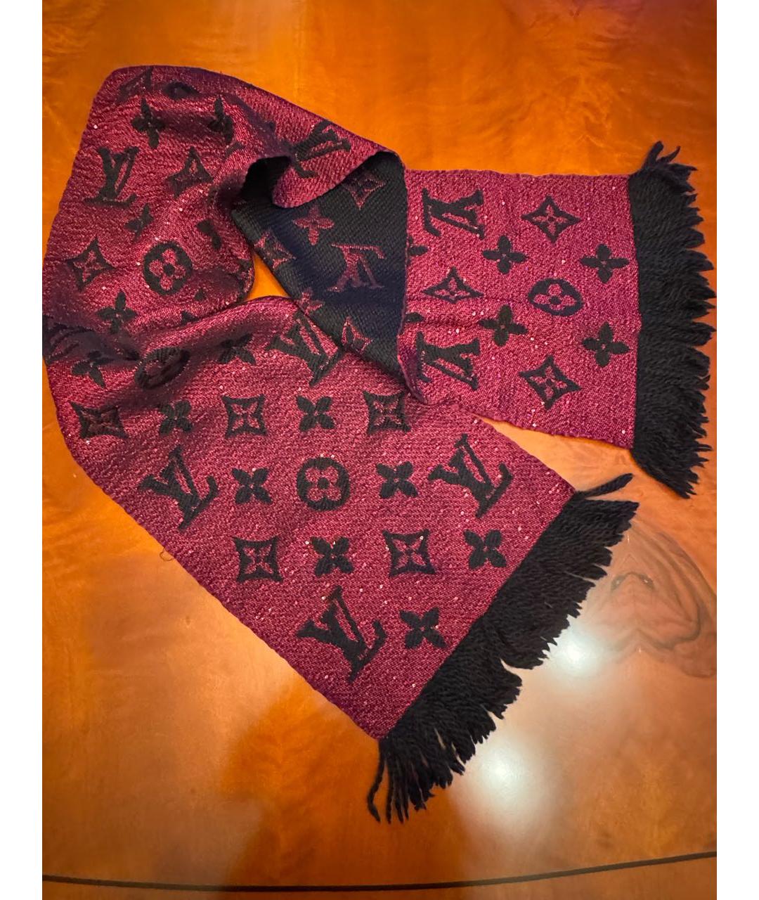 LOUIS VUITTON Бордовый шерстяной шарф, фото 4