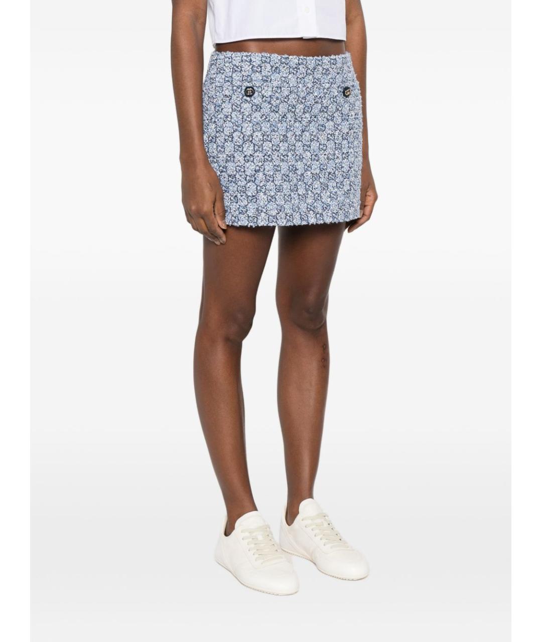 GUCCI Голубая хлопковая юбка мини, фото 3