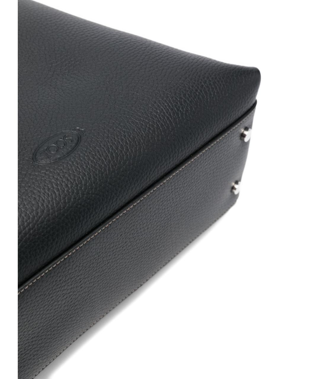 TOD'S Черная кожаная сумка тоут, фото 3