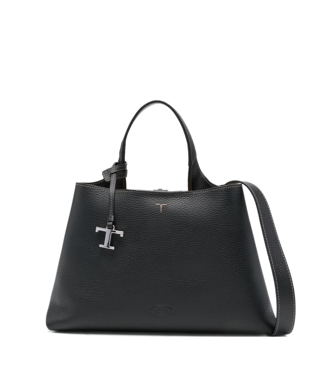 TOD'S Черная кожаная сумка тоут, фото 1