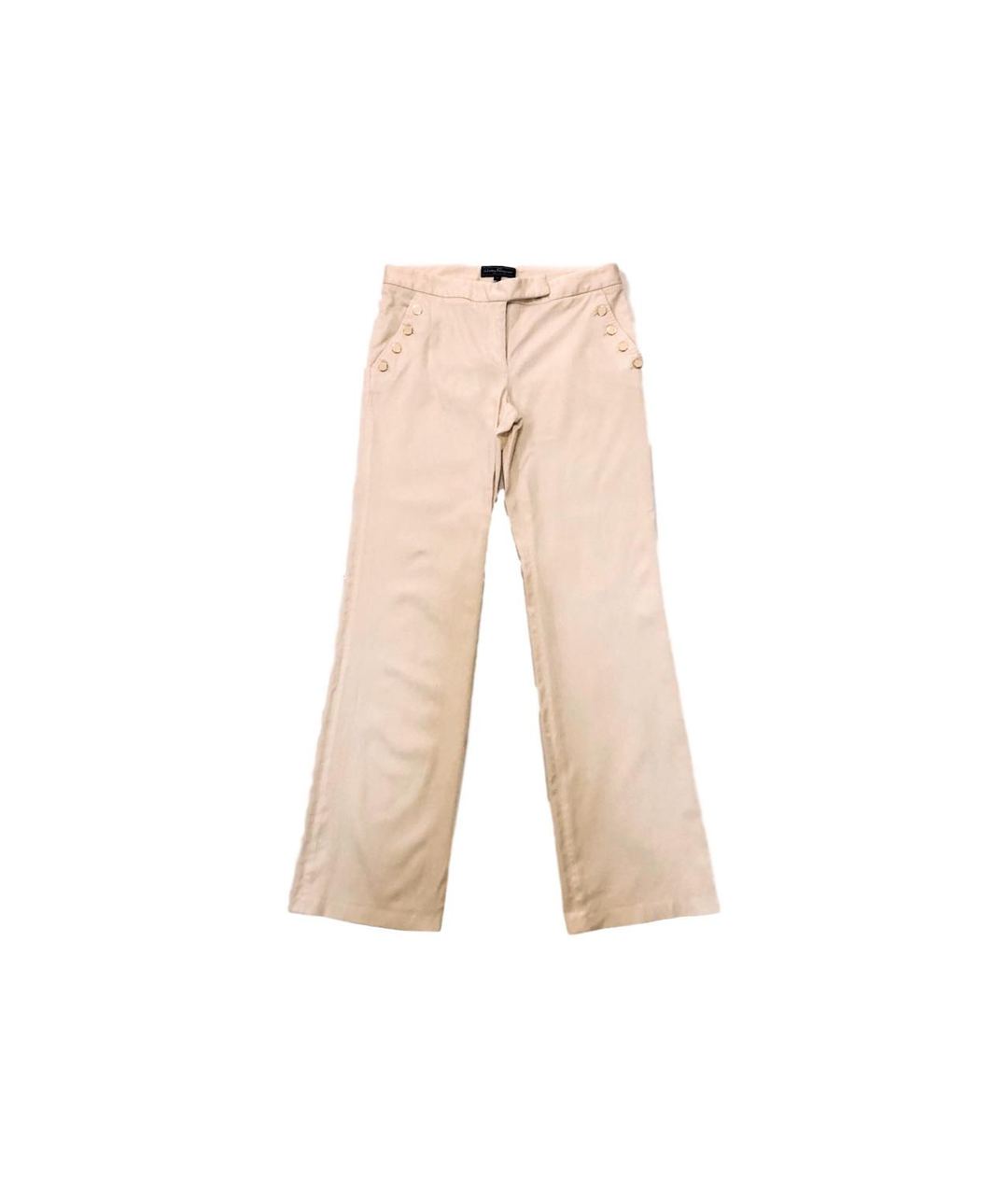 SALVATORE FERRAGAMO Бежевые хлопко-эластановые прямые брюки, фото 1