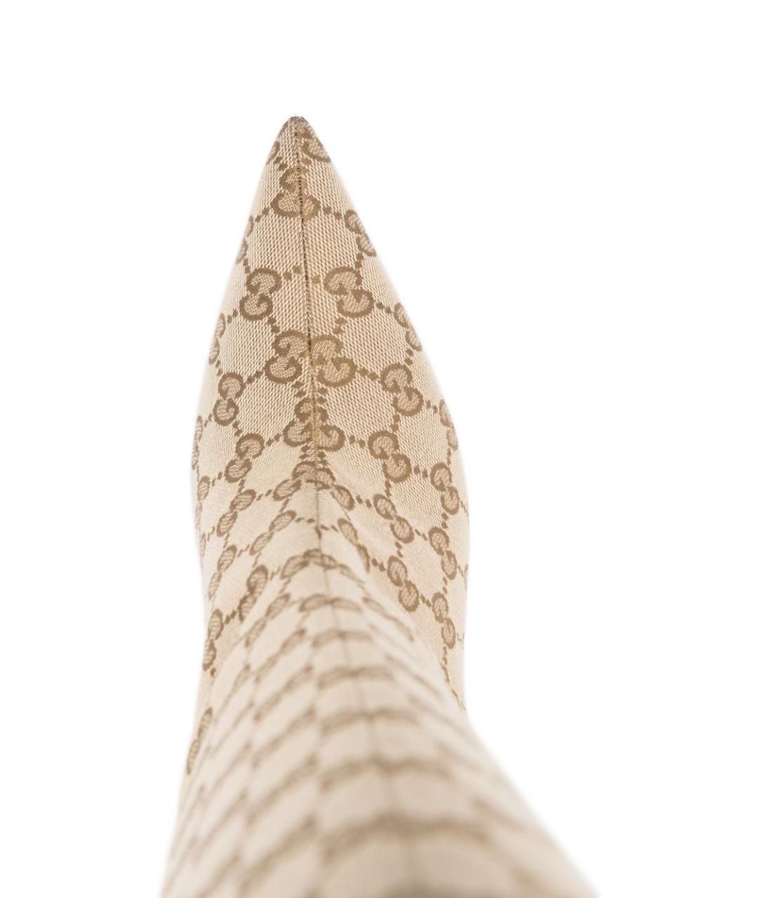 GUCCI Бежевые текстильные сапоги, фото 2