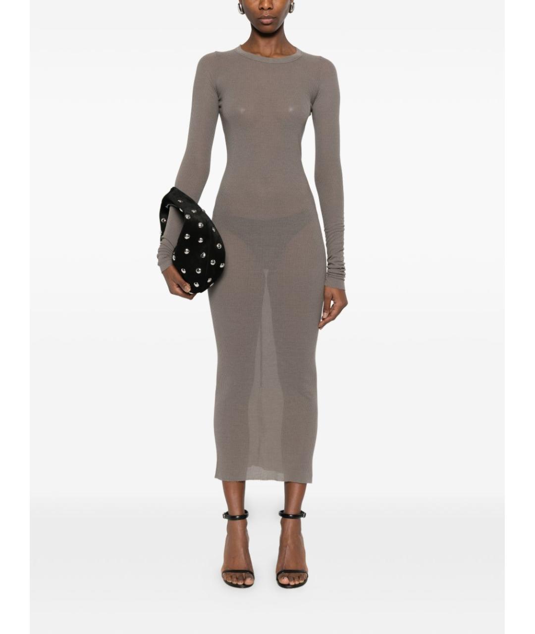 RICK OWENS Серое хлопковое повседневное платье, фото 4