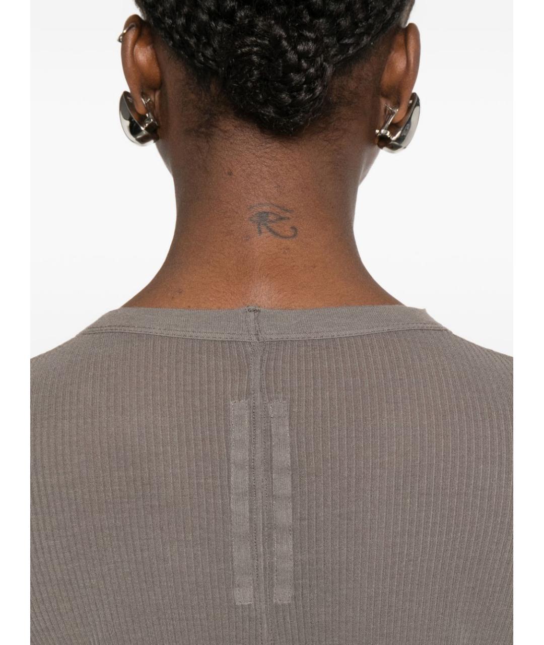 RICK OWENS Серое хлопковое повседневное платье, фото 2