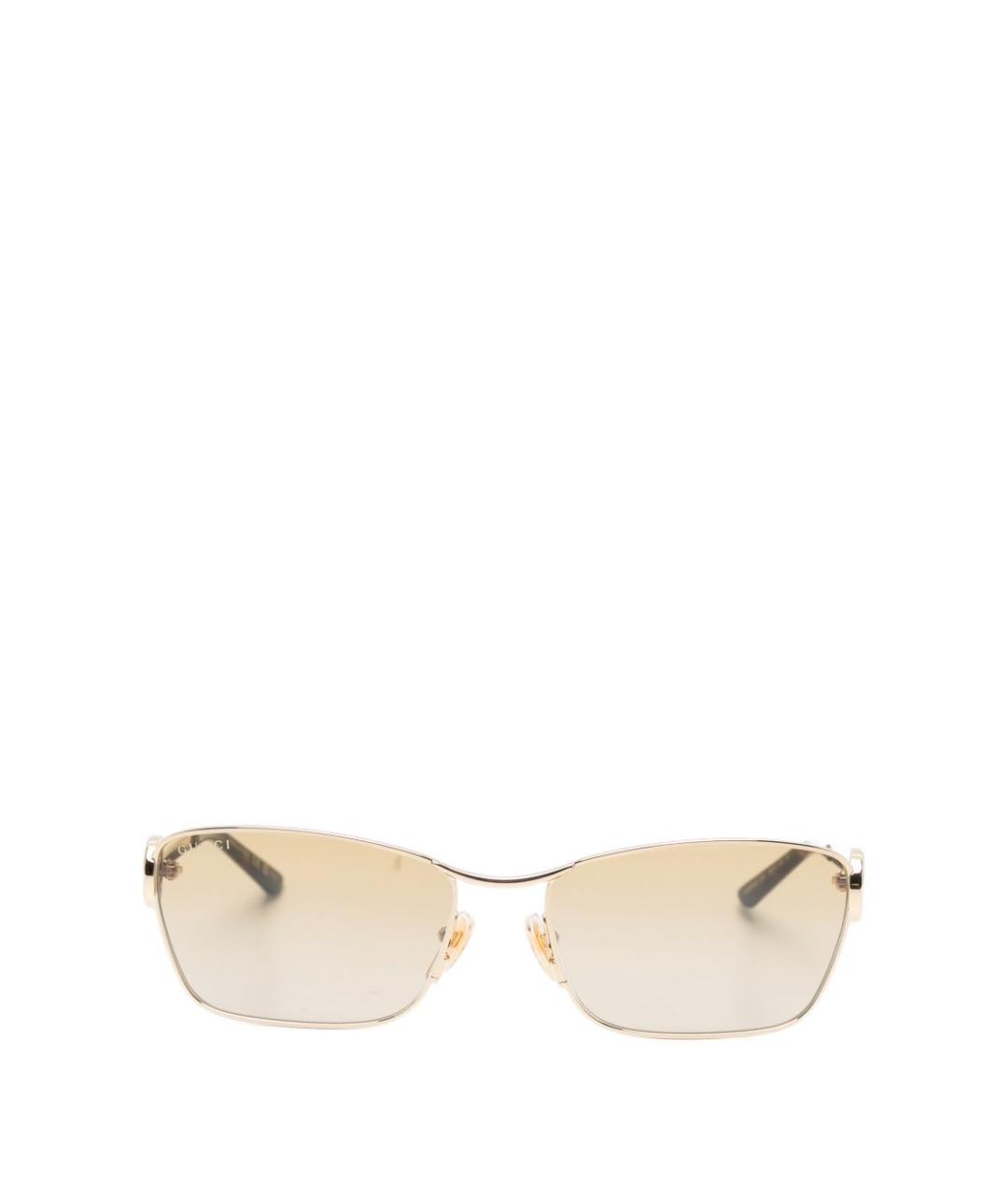 GUCCI Золотые металлические солнцезащитные очки, фото 1