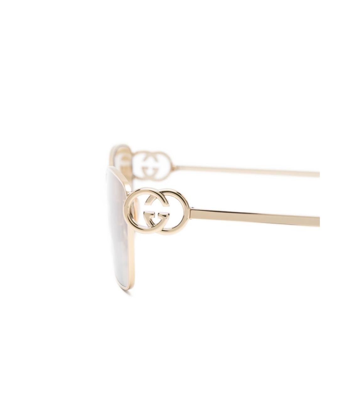 GUCCI Золотые металлические солнцезащитные очки, фото 2