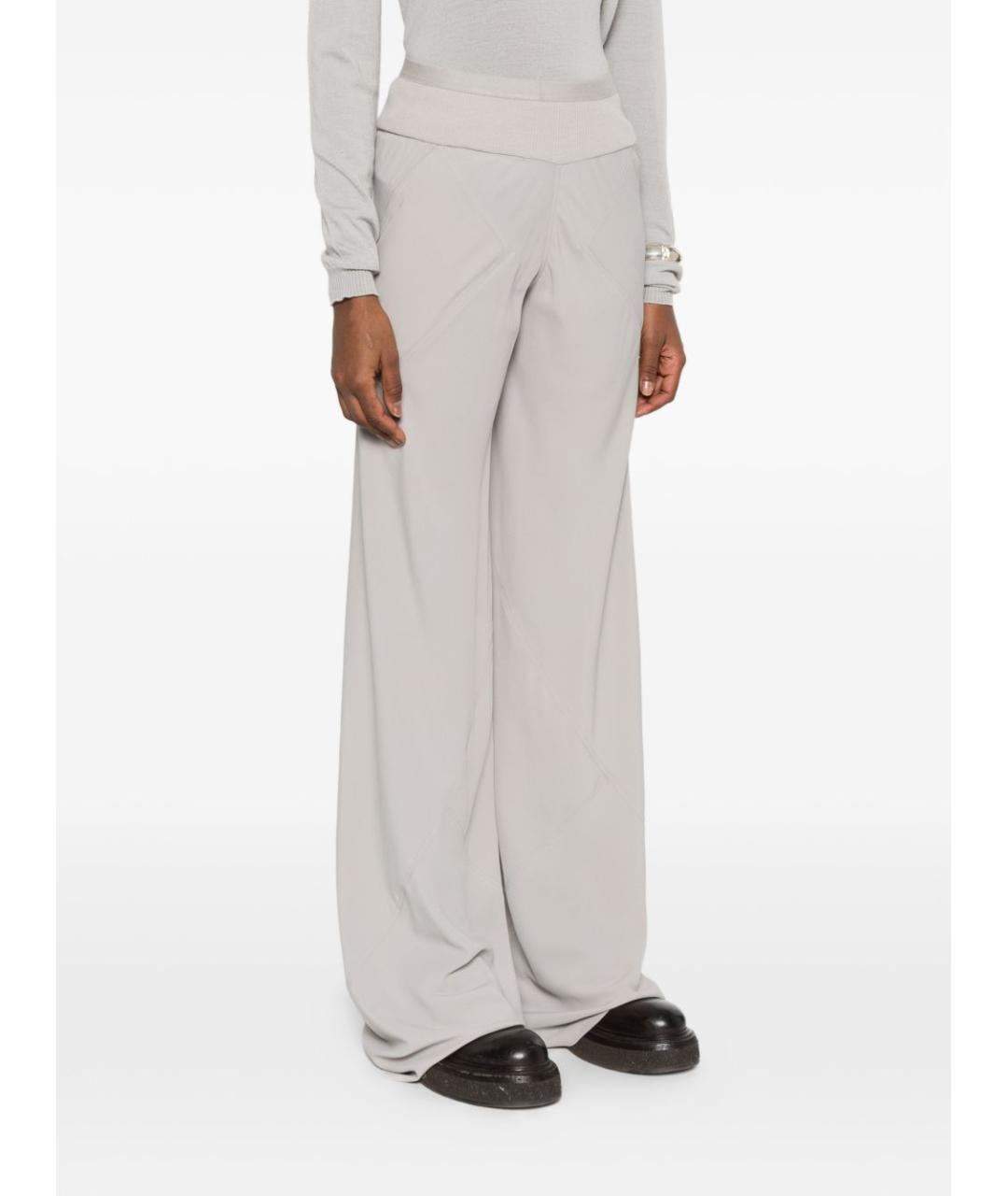 RICK OWENS Серые шелковые прямые брюки, фото 5