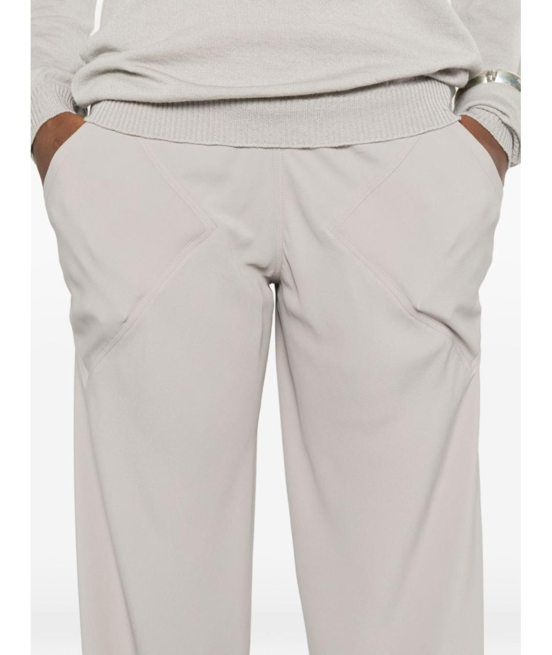 RICK OWENS Серые шелковые прямые брюки, фото 3