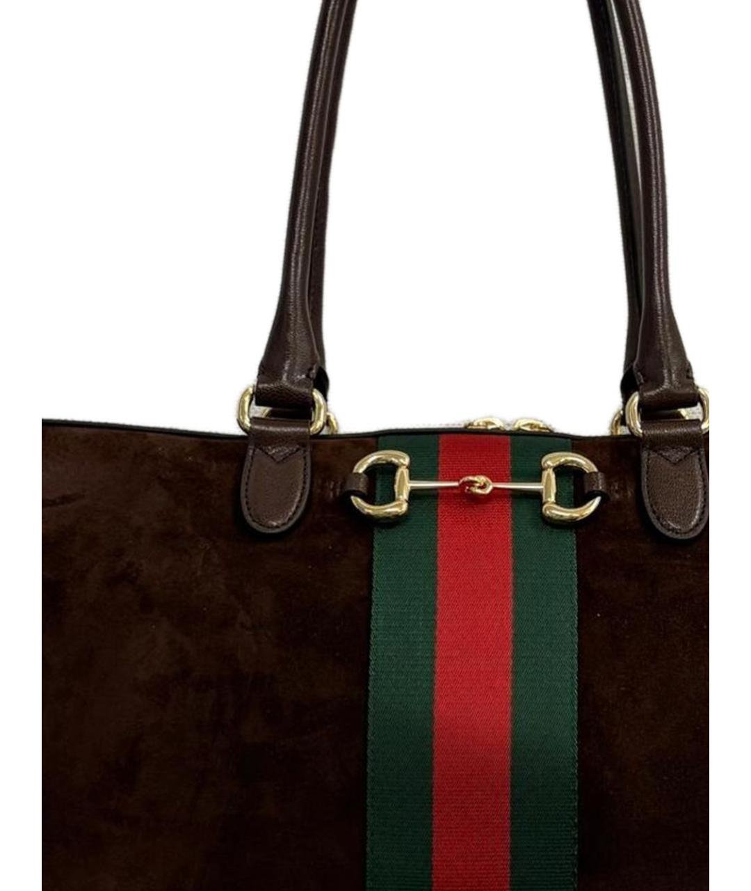 GUCCI Коричневая замшевая сумка тоут, фото 2