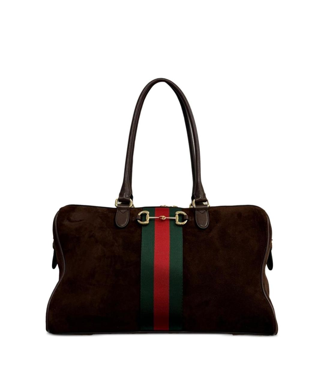 GUCCI Коричневая замшевая сумка тоут, фото 1