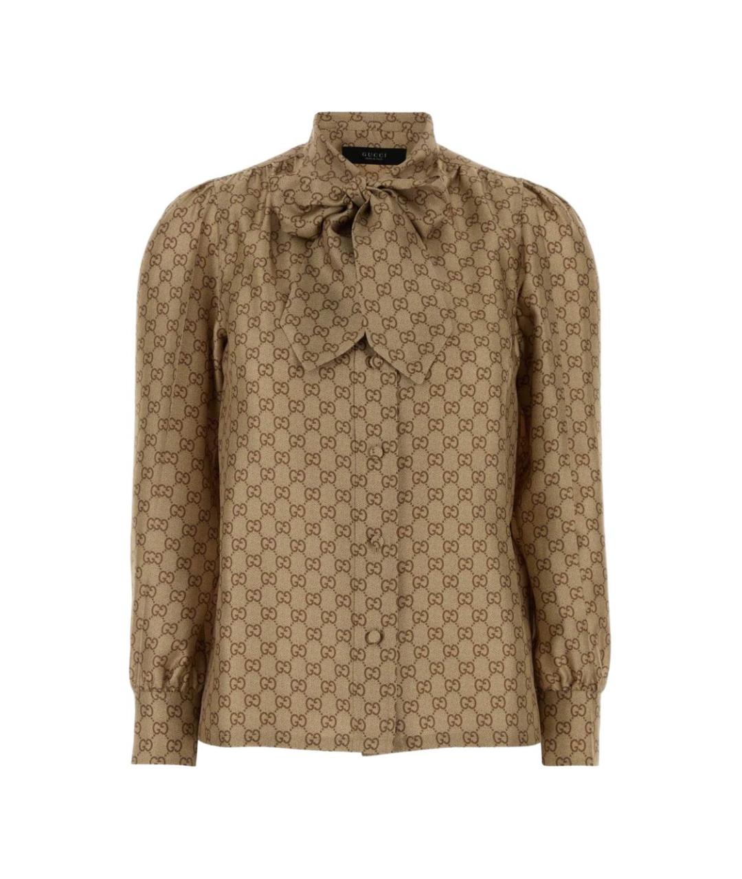 GUCCI Бежевая шелковая рубашка, фото 1