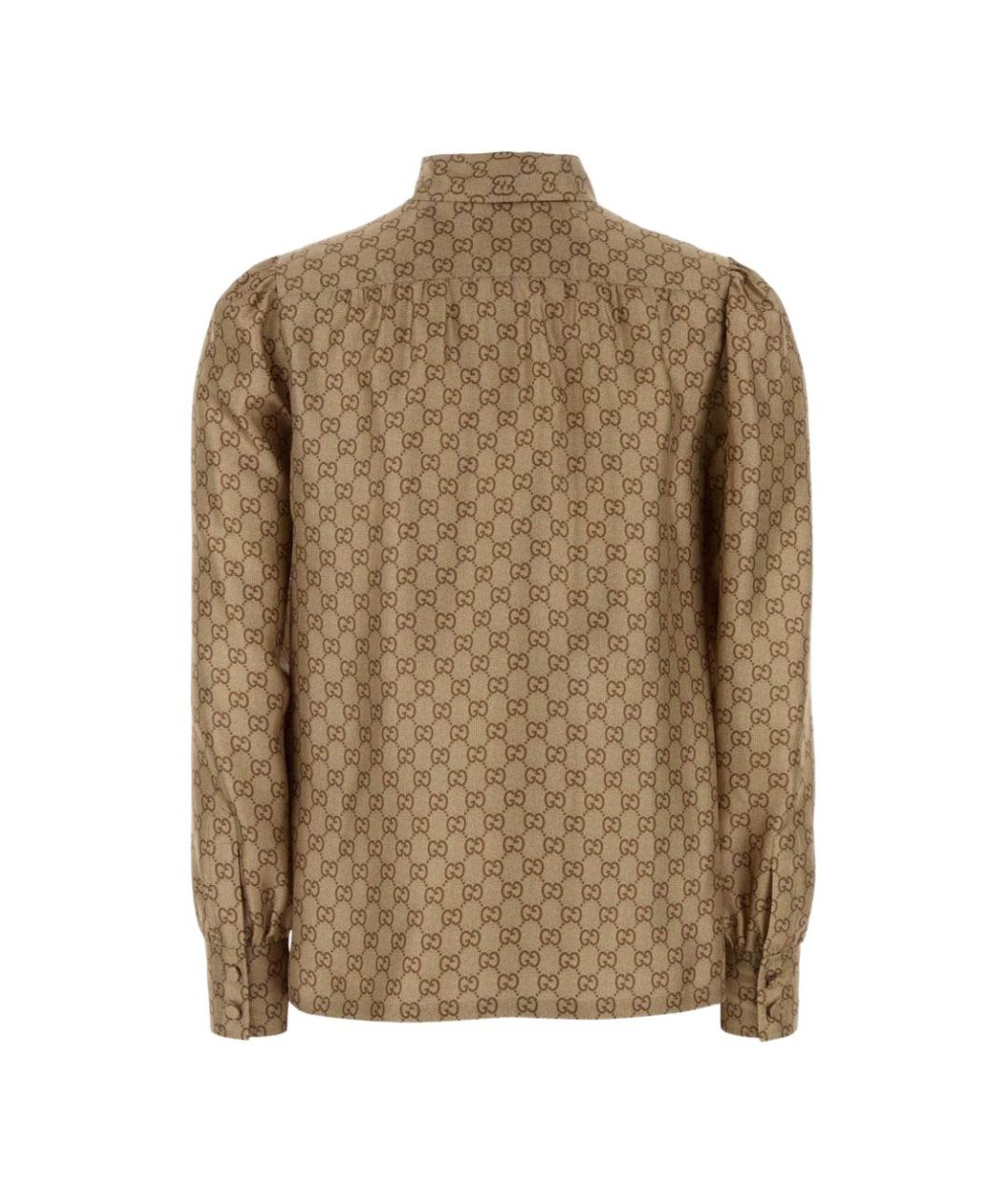 GUCCI Бежевая шелковая рубашка, фото 2
