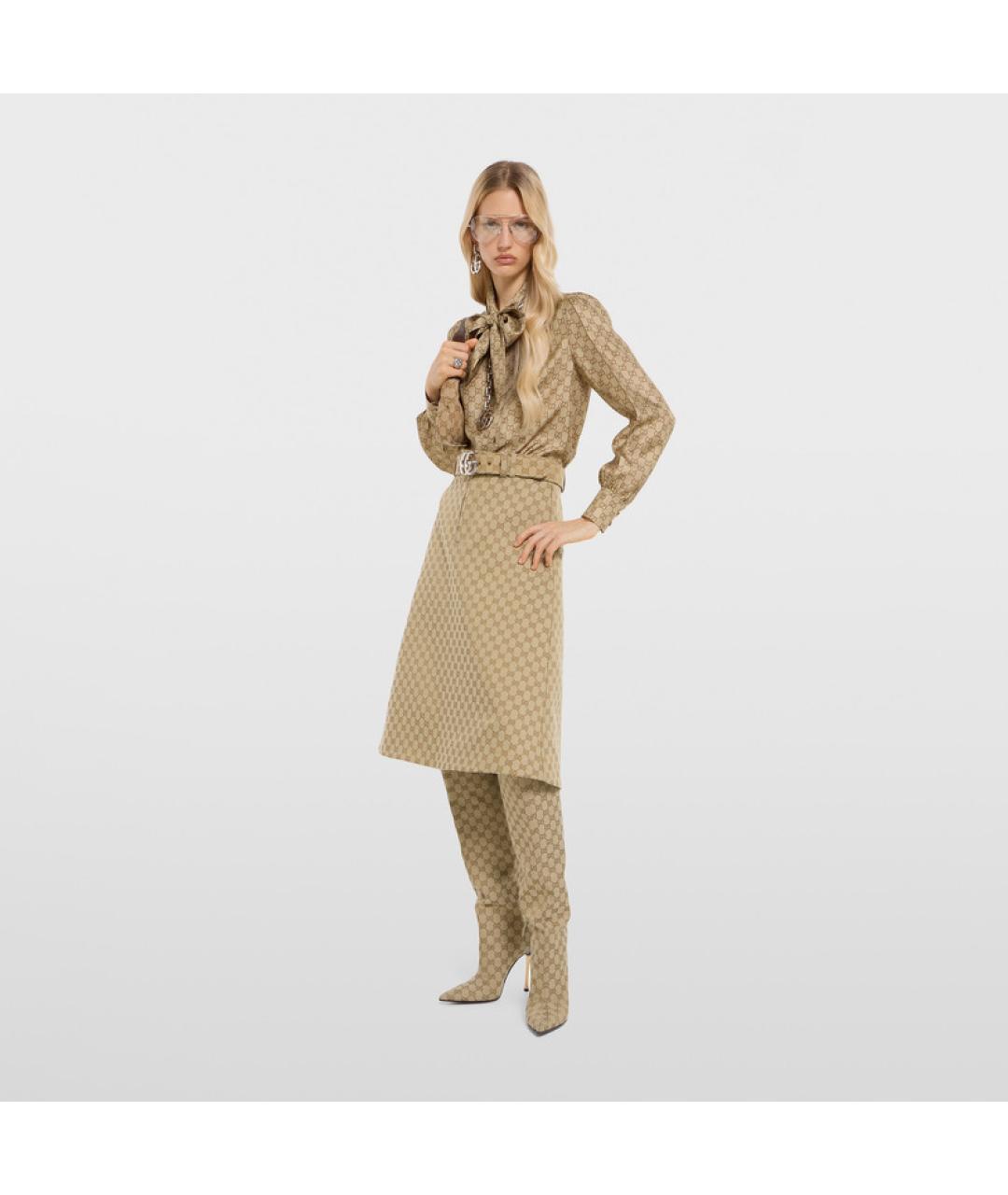 GUCCI Бежевая шелковая рубашка, фото 3