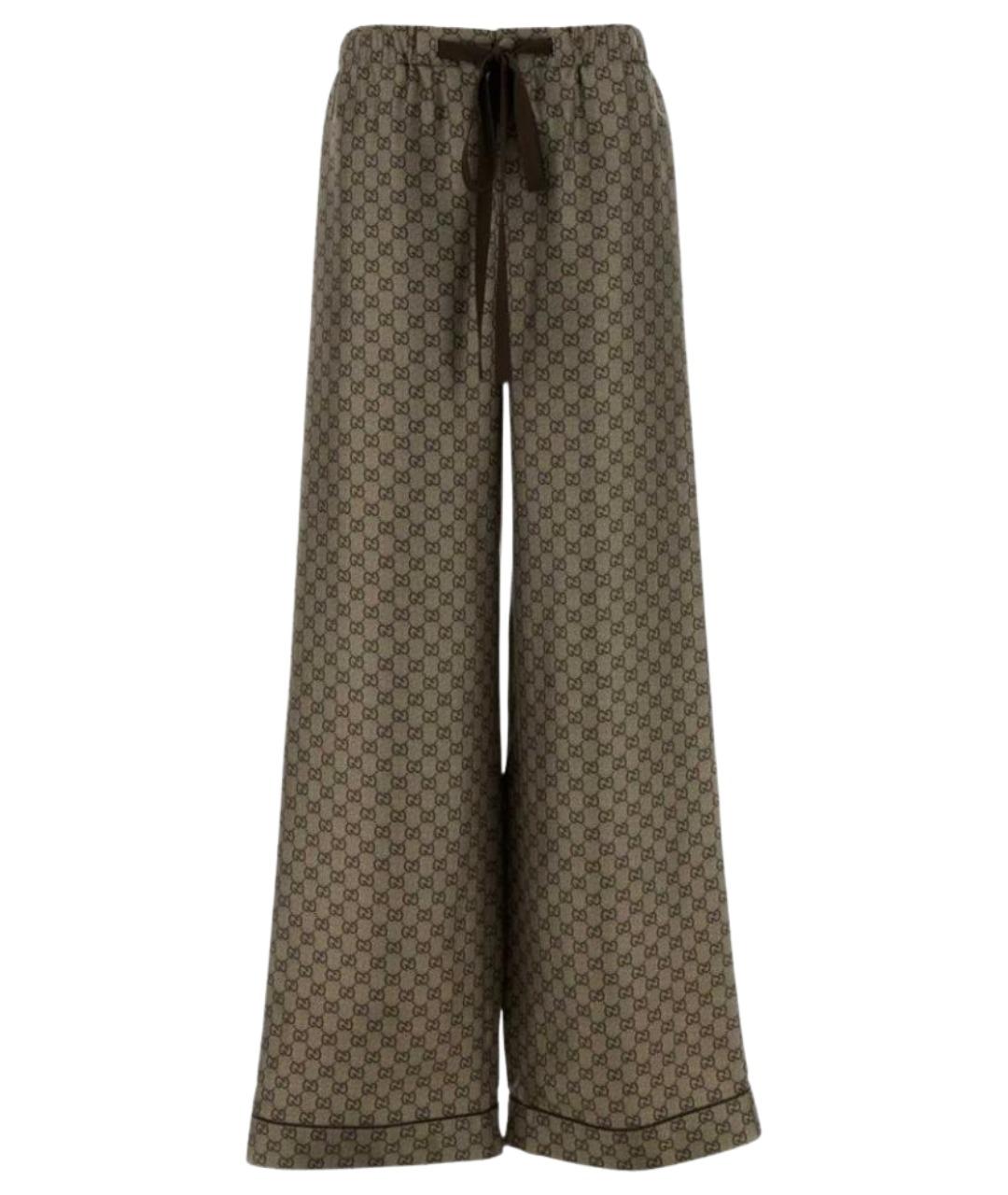 GUCCI Коричневые шелковые брюки широкие, фото 1