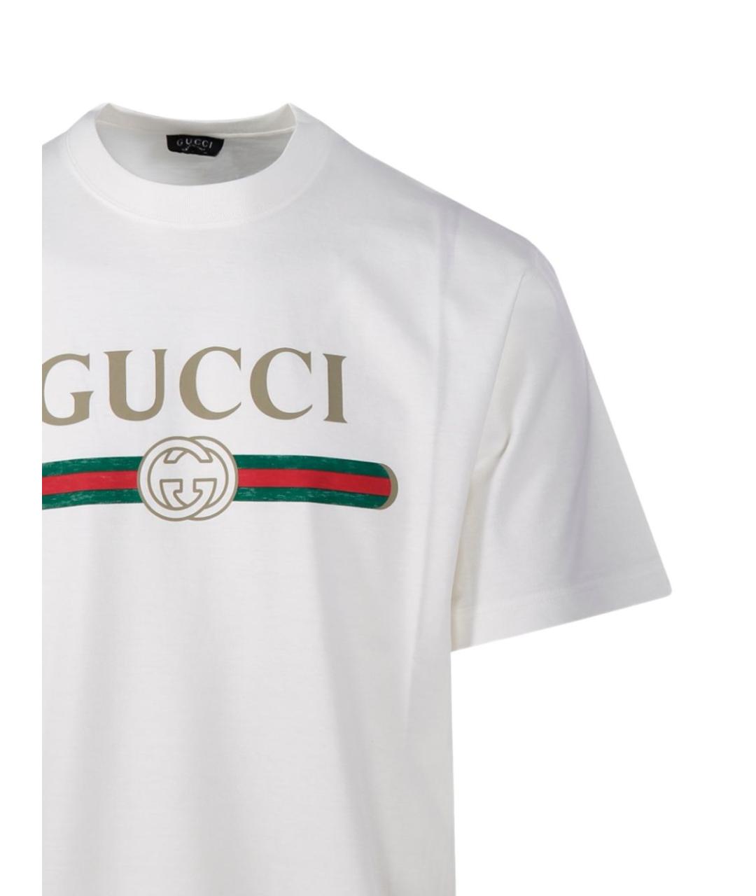 GUCCI Белая хлопковая футболка, фото 4