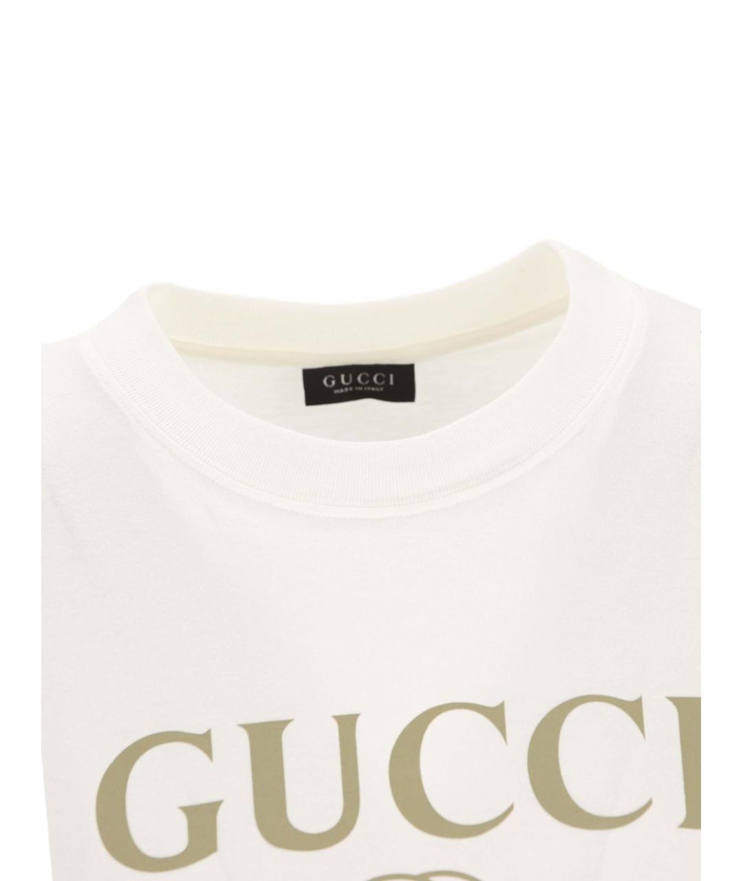GUCCI Белая хлопковая футболка, фото 4